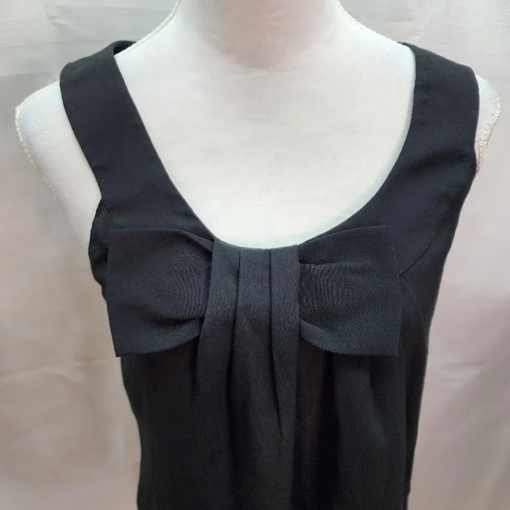 Kate Spade Live Colorfully Black Bow Sleeveless Top Size Small